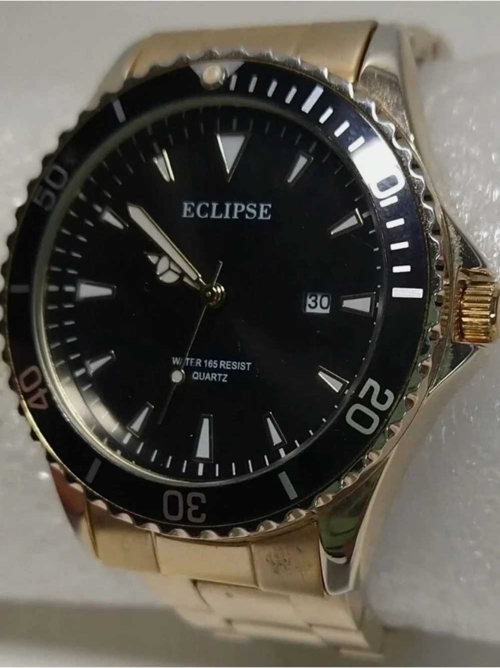 Eclipse Men’s Gold and Black Stainless Steel Watch
